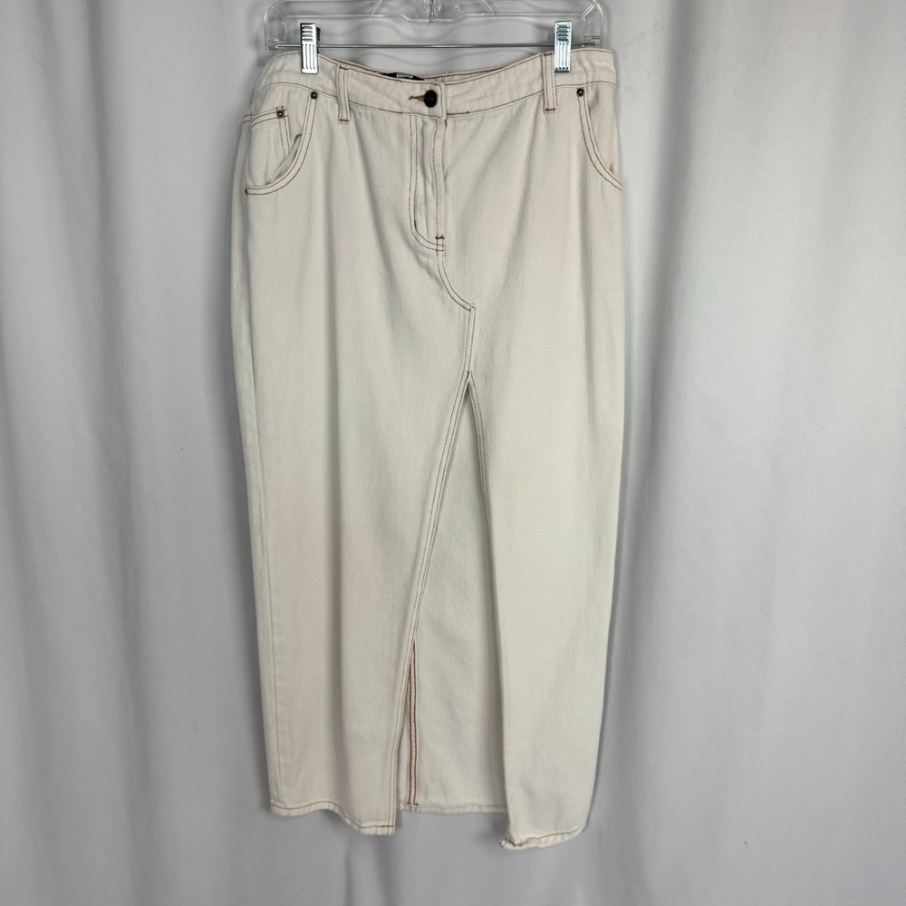 Lioness Barbie Split Cream White Denim Maxi Skirt Women's L - Picture 4 of 10